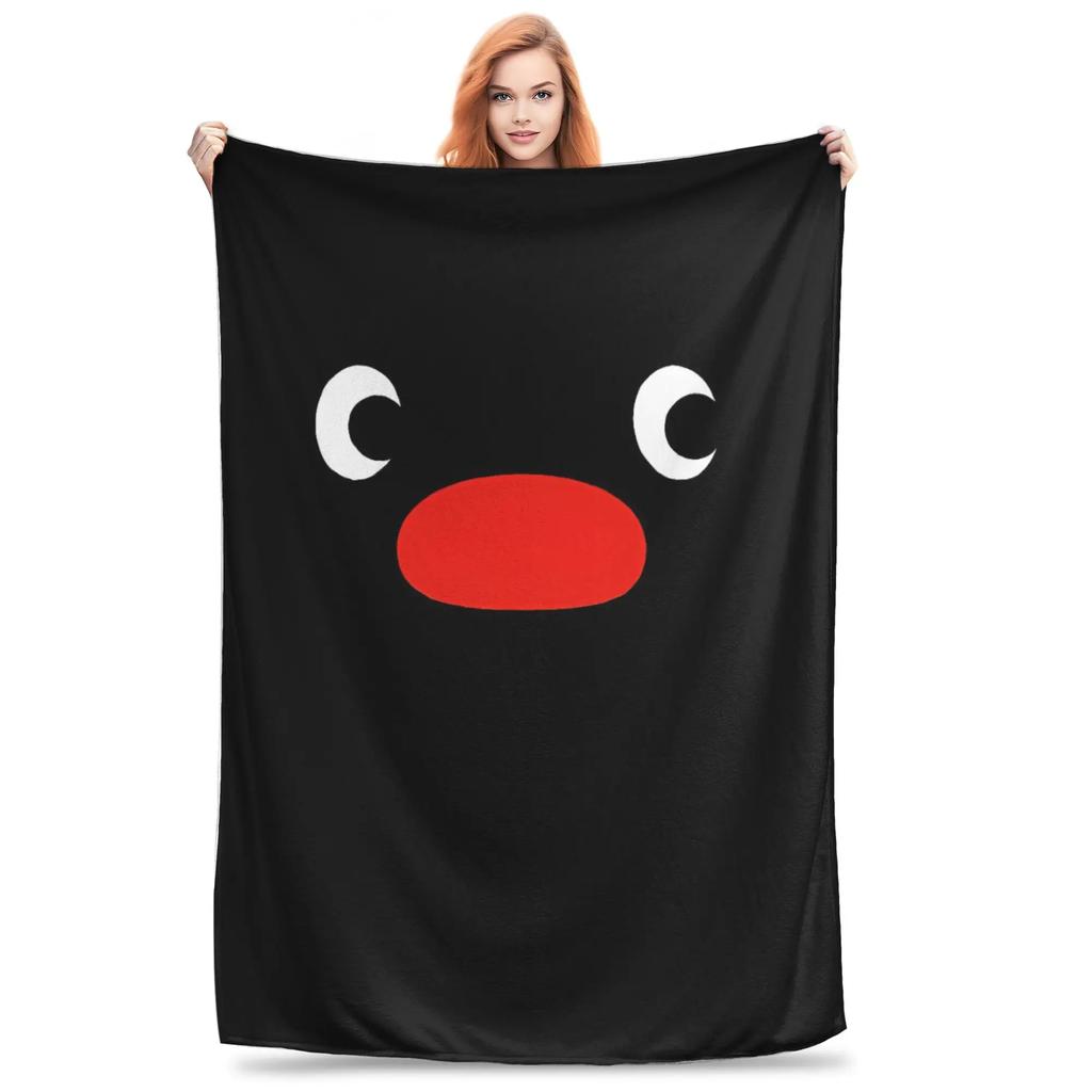 Pingu Cartoon Blanket Super Warm Fluffy Plush Throw for Home Decor Bed Cover Suitable for Students Families