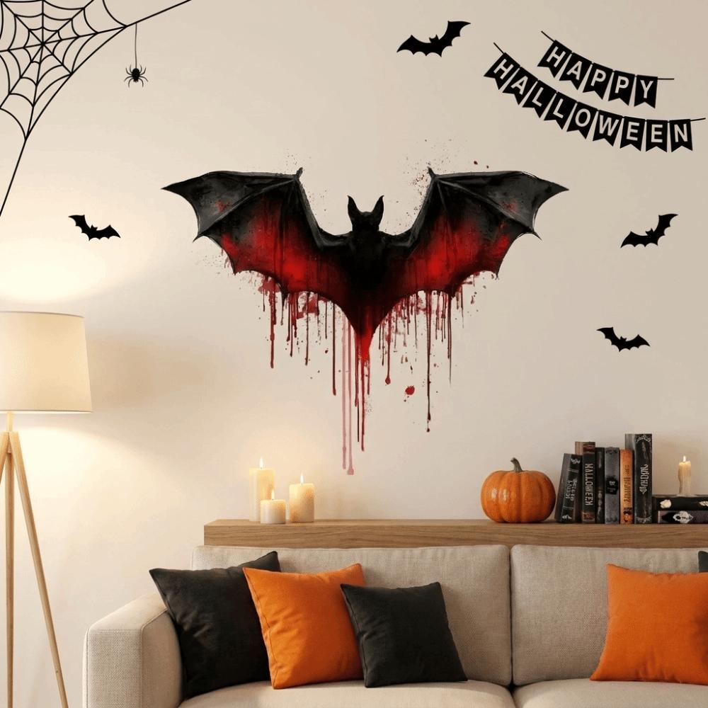 Self-Adhesive Halloween Bloody Bat Wall Decoration PVC Door Sticker Wall Surface