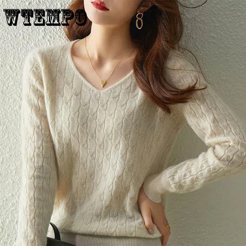 

Вязаный свитер с v-образным вырезом, осень-зима, свободный пуловер, трикотаж, универсальный, мягкий, удобный, дышащий, с длинными рукавами, толстовка