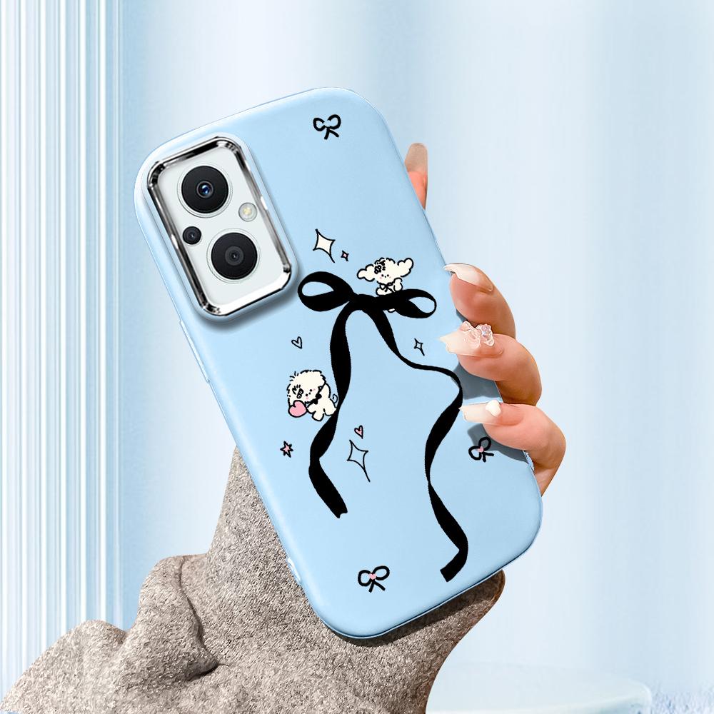 For Vivo V23 V25 V27 V29 V30 Y27S Y28 Y33S Y36 Infinix Hot30I Hot40 Tecno Spark20 Cartoon Black Cat Silver Edge Soft Liquid Silicone Protective Casing