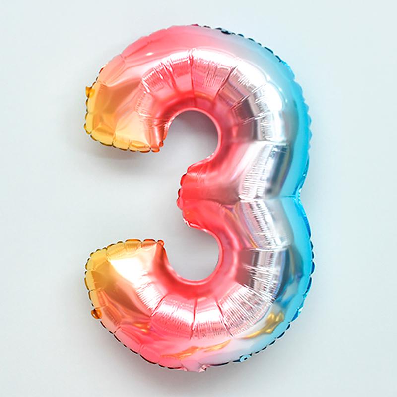 Color Gradient Number Balloon - Aluminum Decorative for Birthdays, Weddings, Festivals