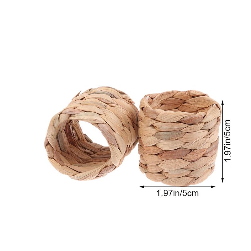 6Pcs Rural Style Napkin Rings Natural Water Hyacinth Grass Hand-Woven Napkin Rings For Table Decor Napkin Holder Buckles