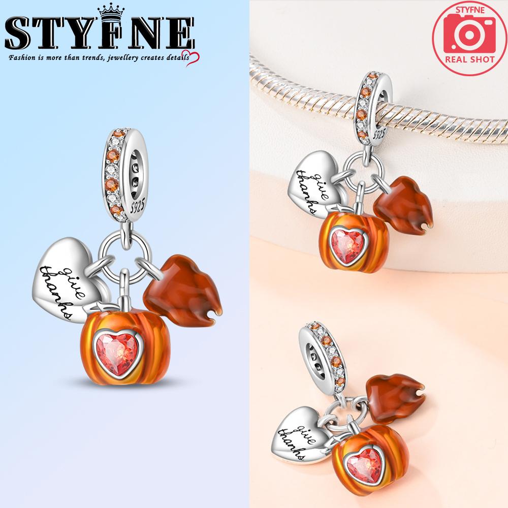 Neu in der Erntezeit Kürbisanhänger Perlen Passend für Original Armband Kupfer Damen Halskette DIY Anhänger Feiner Schmuck Geschenke