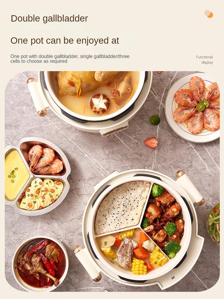 220 В 4 л электрическая скороварка с тремя решетками бытовая керамическая глазурованная — фото 6