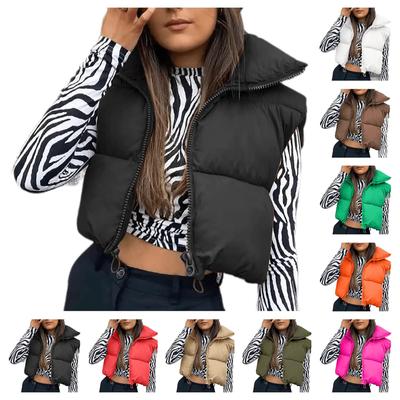 Women's Winter Tank Top Sleeveless Bomber Lightweight Stand Collar Zip Solid Quilted Vest