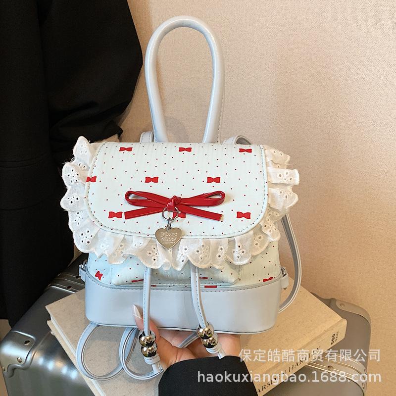 Bow travel backpack women's 2025 new fashion casual versatile schoolbag college student commuter backpack