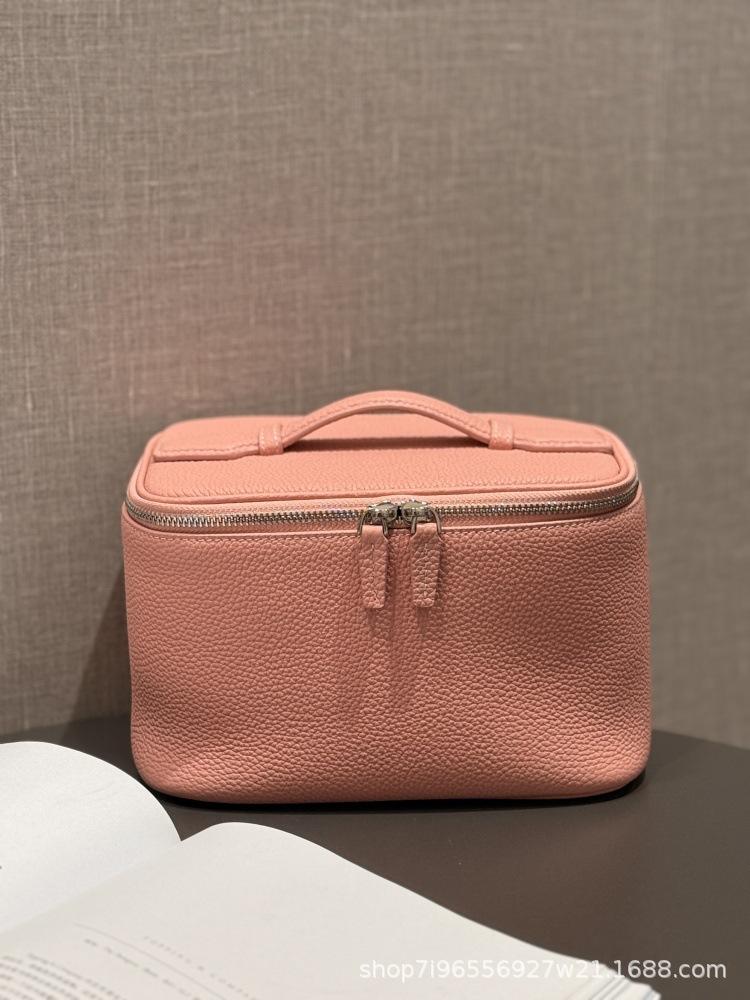 Large Capacity Leather Cosmetic Bag Portable Travel Makeup Case with Handle