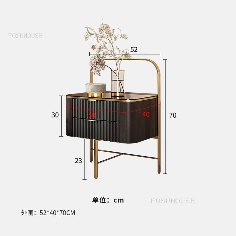 Italian-style Cloakroom Nightstands Modern Minimalist Small Apartment Storage Cabinet Bedroom Study Bedside Table with Drawers