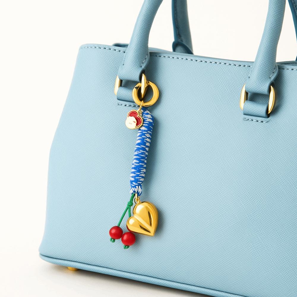 Cute Bag Accessories Pendant Korean Style Colorful Rope Keychain Love Cherry Pendant  Car Keyring