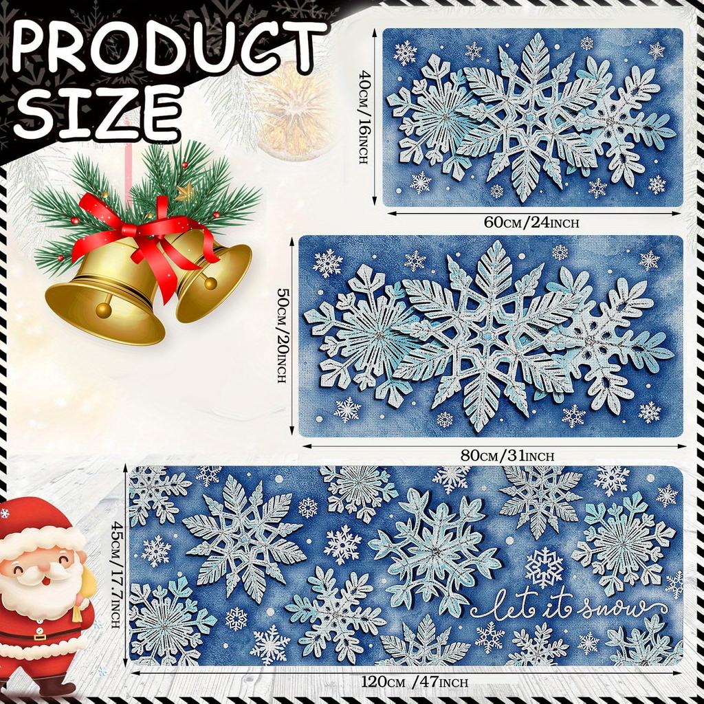 1Pcs Anti Fatigue Kitchen Rugs, Snowflake Print Waterproof Non-Slip Thick Cushioned Kitchen Mat Heavy Duty Comfort Standing Mat for Kitchen