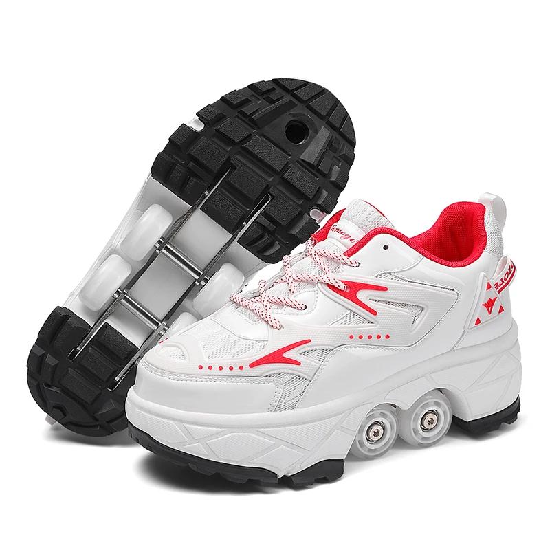 Boys Girls Student Edition Roller Skates Adult Children's Walking Roller Skates with Telescopic Wheels