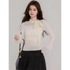 Women's Spring High Neck Lace Base Layer Tee, Slim Fit Long Sleeve Top, Unique and Stunning