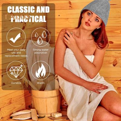 Felt Sunna Hat Unisex Vaporarium Hat Thermal Insulation Elastic Water-absorbing Hair Drying Cap Solid Color Spa Bath Accessories
