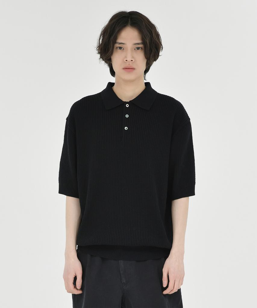Beulaunyadeu Knit Polo Shirt, Black
