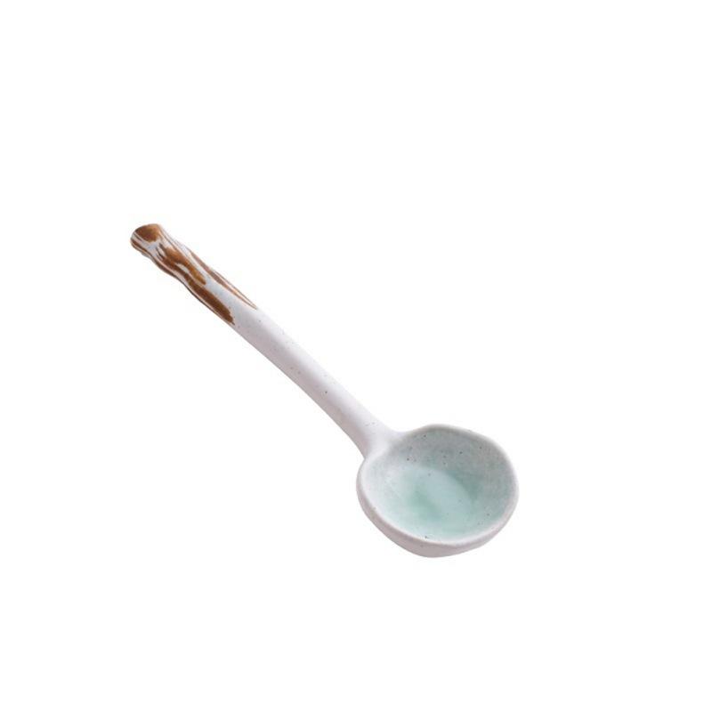 Ceramic Soup Spoon Retro Coffee Spoon Long Handle Spoon Japanese Tableware Eating Spoon Tea Scoop Kitchen Cooking Utensil Tool
