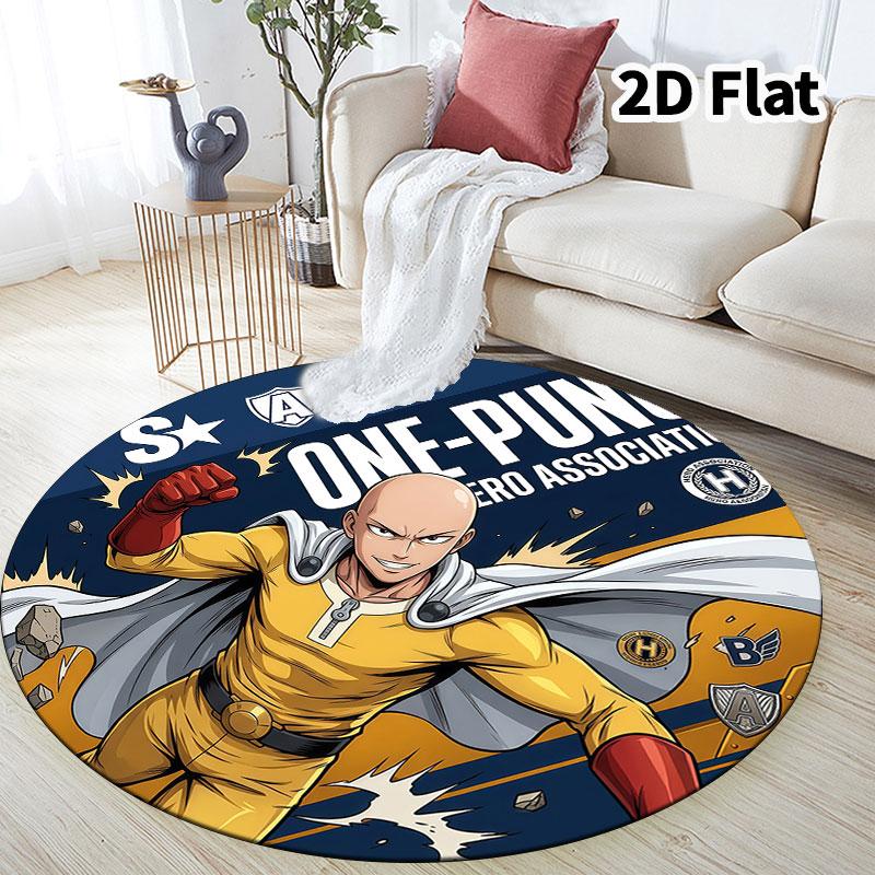Onepunch Man Runder Teppich Teppich für Wohnzimmer Schlafzimmer Sofa Spielzimmer Dekor Rutschfeste Bodenmatte