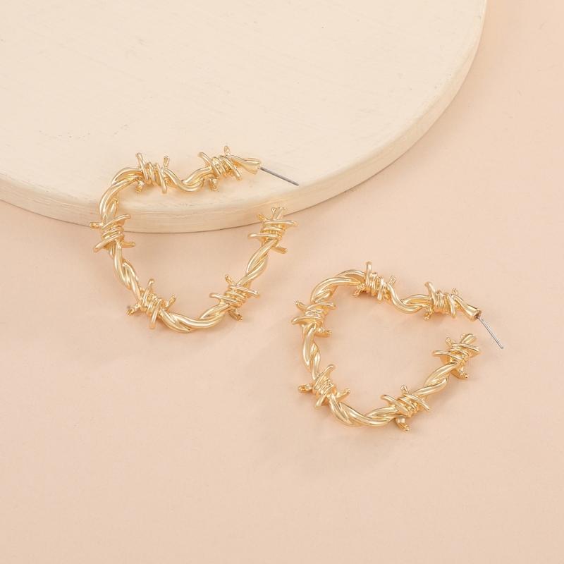 Minimalists Thorn Knot Heart Earrings Unique Korean Trendy Alloy Studs For Her