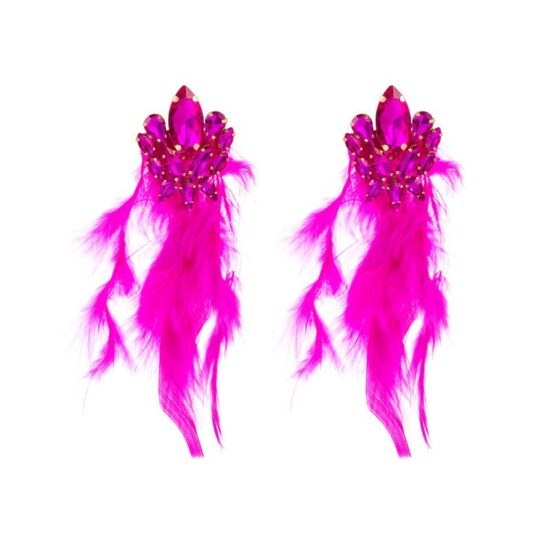 Fashion Alloy Floral Long-style Feather Tassel Earrings for Women, High-end Style Earrings