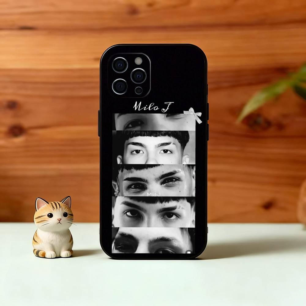 M-Milo J Phone Case For iPhone 17,16,15,14,13,12,11 Plus,Pro Max,XS,Soft Silicone Black Cover