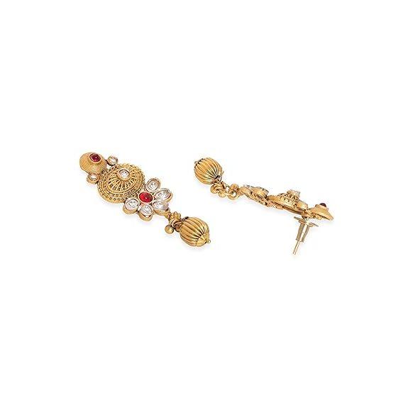 Gold-Plated Handcrafted Artificial Kundan Jewelry Choker Set with White Stone Matching Earrings For Women and Girls