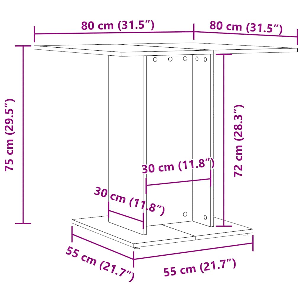 Kreativer Design-Esstisch, Beistelltisch Für Das Wohnzimmer, Quadratischer Hoher Kaffeetisch, 80x80x75 Cm