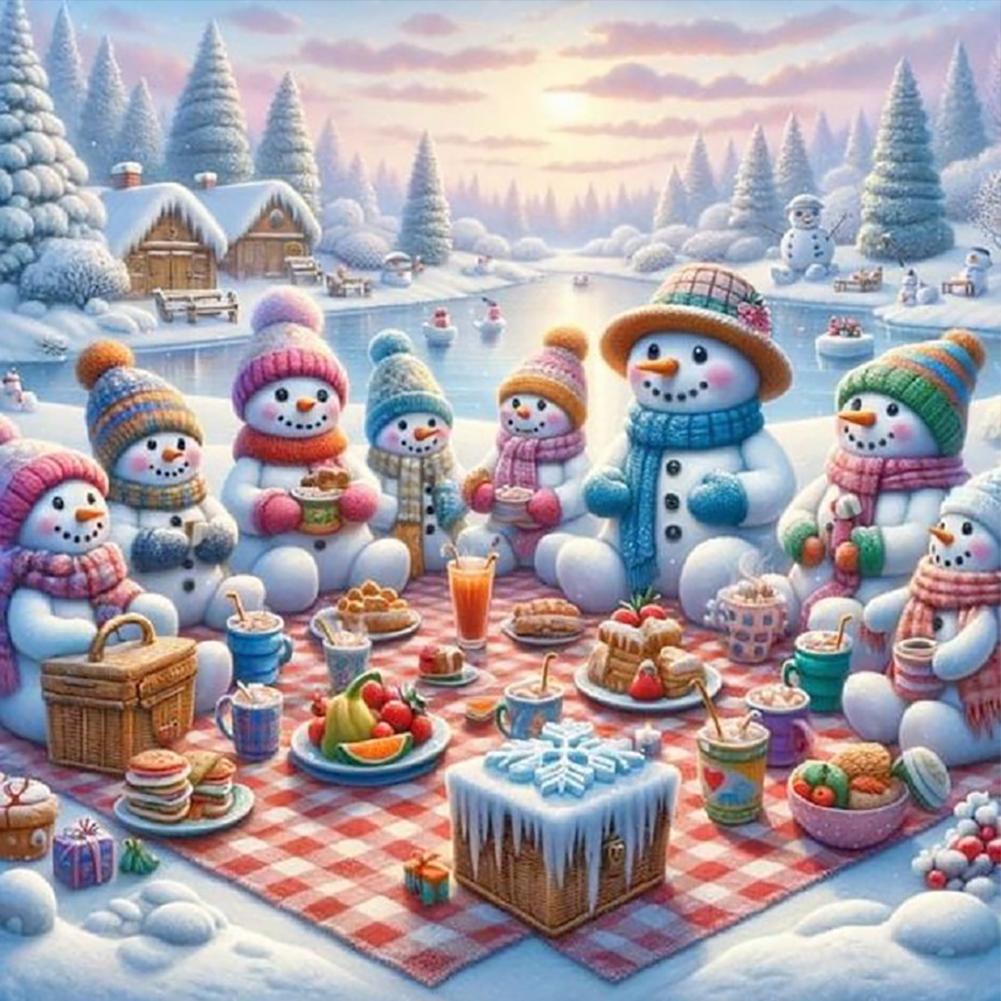 

5D-Diamantgemälde zum Selbermachen runder Bohrer Weihnachten Schneemann Heimkuns