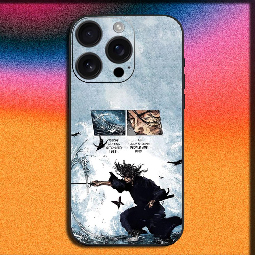 Miyamoto Musashi V-Vagabond Manga Phone Case For iPhone 16,15,14,13,12,11,Pro,XS,Max,XR,Plus,SE,Mini Soft Black Cover