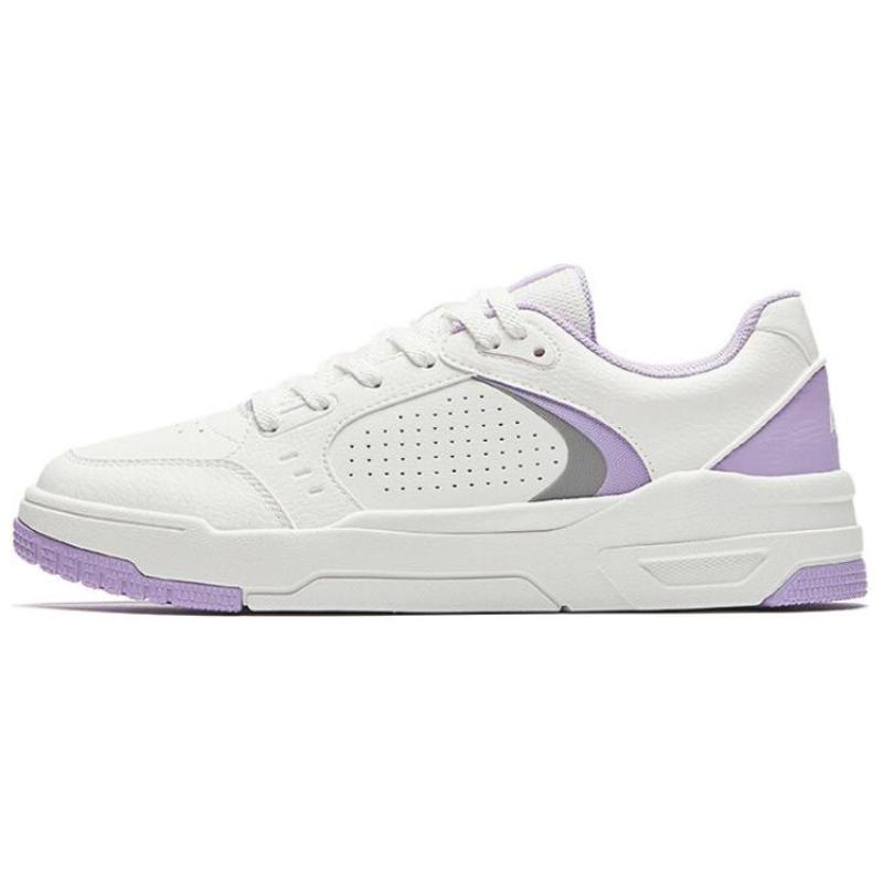 Anta 982GZ Slip-Resistant Low-Top Skateboard Shoes Women s White Purple Sneakers 122438010-3 35.5