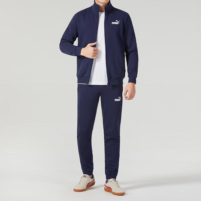 Puma Running Fitness Training Top And Long Pants Casual Sports Set Men Activewear Navy-Blue 680660-06