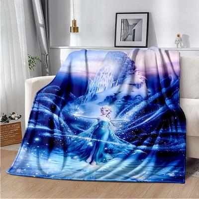 Cartoon Frozen Printed Anime Fleece Plush Blanket Soft Warm Blanket for Adults and Children Bedroom Sofa Gift