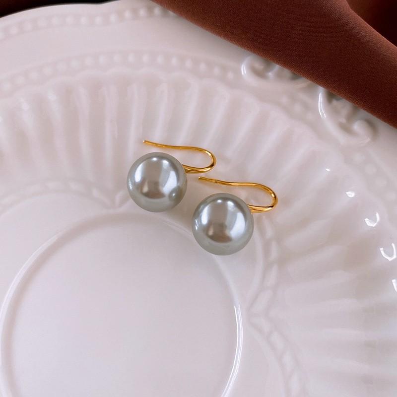 Silver Needle Diamond Pearl C-Shaped Earrings French Retro Premium Temperament Earrings Personality Light Luxury Earrings Women