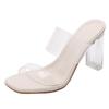 High Heels Sandals Women's Summer New Fashion Transparent Middle Heel Crystal Shoes Fashion Thick Heel Outer Slippers