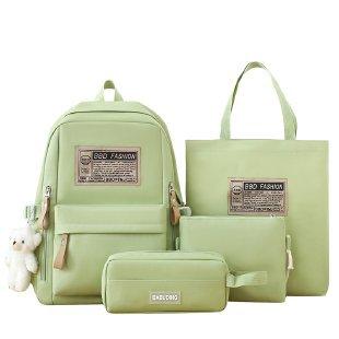 Schoolbag Large Capacity Korean Edition Student School Bag Four-piece Set Fashion Elements Versatile Campus Backpack Handbag Pencil Bag Crossbody
