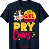 Just A Girl Who Loves Pry Cows Cartoon Cow Black T Shirt Vintage Breathable Streetwear Designer Clothes Fashion