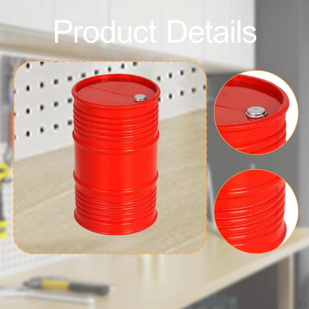 Mini Oil Drum 5.9cmx9.5cm Realistic Simulated Fuel Barrel Container for 1/8, 1/10, 1/12 RC Car