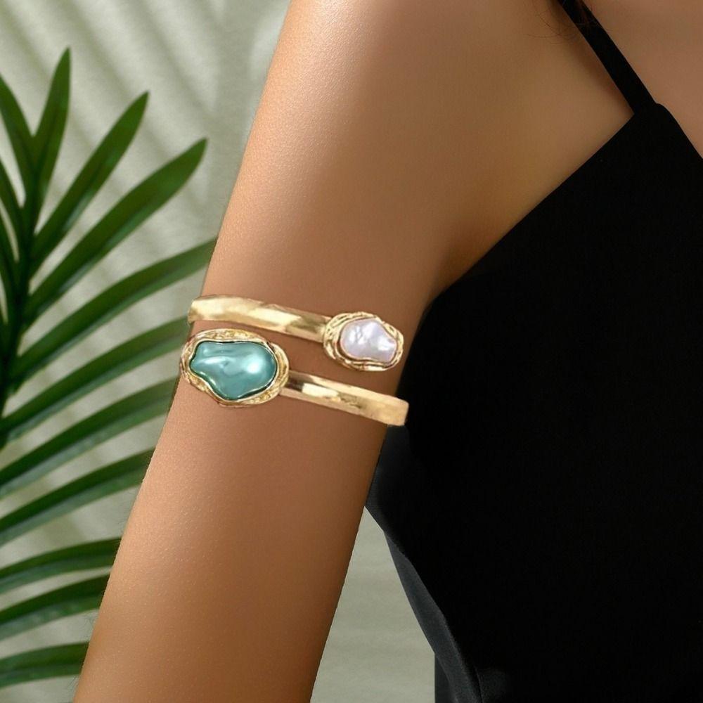 Pulsera de Brazo con Apertura Metálica Color Dorado Pulsera de Brazo Brazalete Glamuroso Accesorios para Mujer