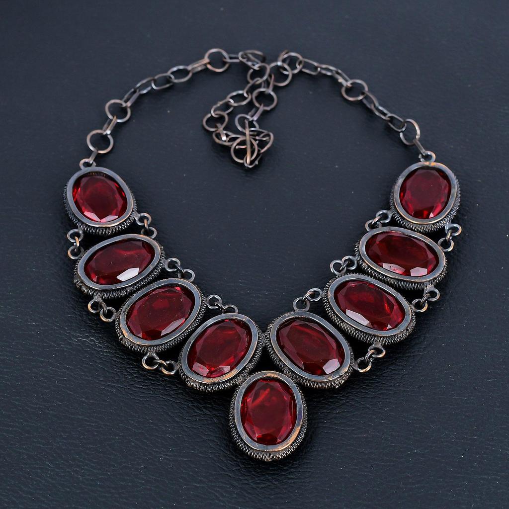 Garnet Necklace Gemstone Jewelry, 999 Copper Wire Wrapped Necklace, Adjustable Handmade Beautiful Jewelry Chain Necklace