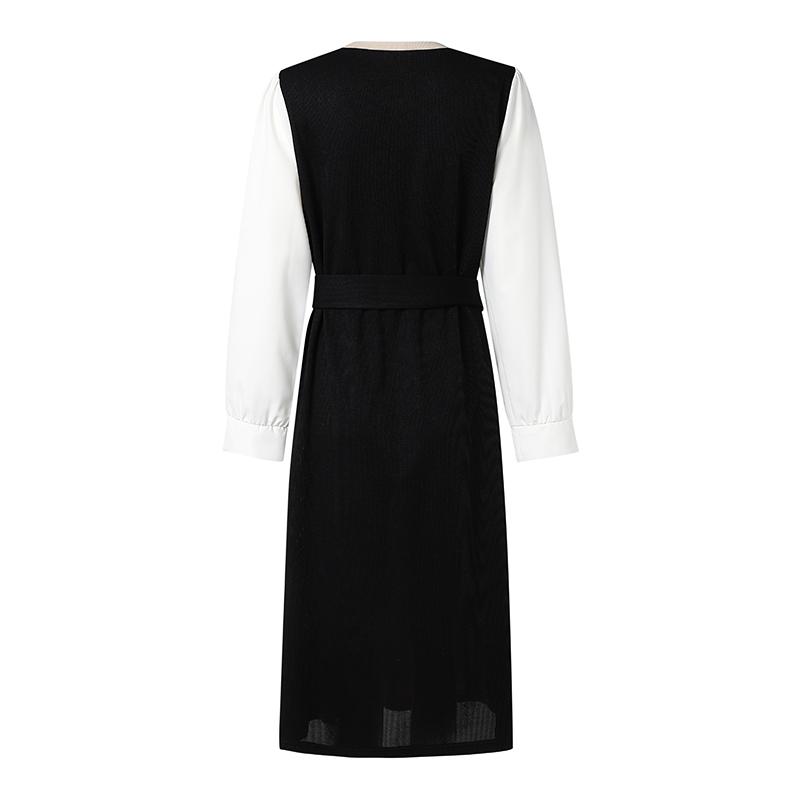 ZANZEA Women Casual Patchwork Long Sleeve Loose Long Dress