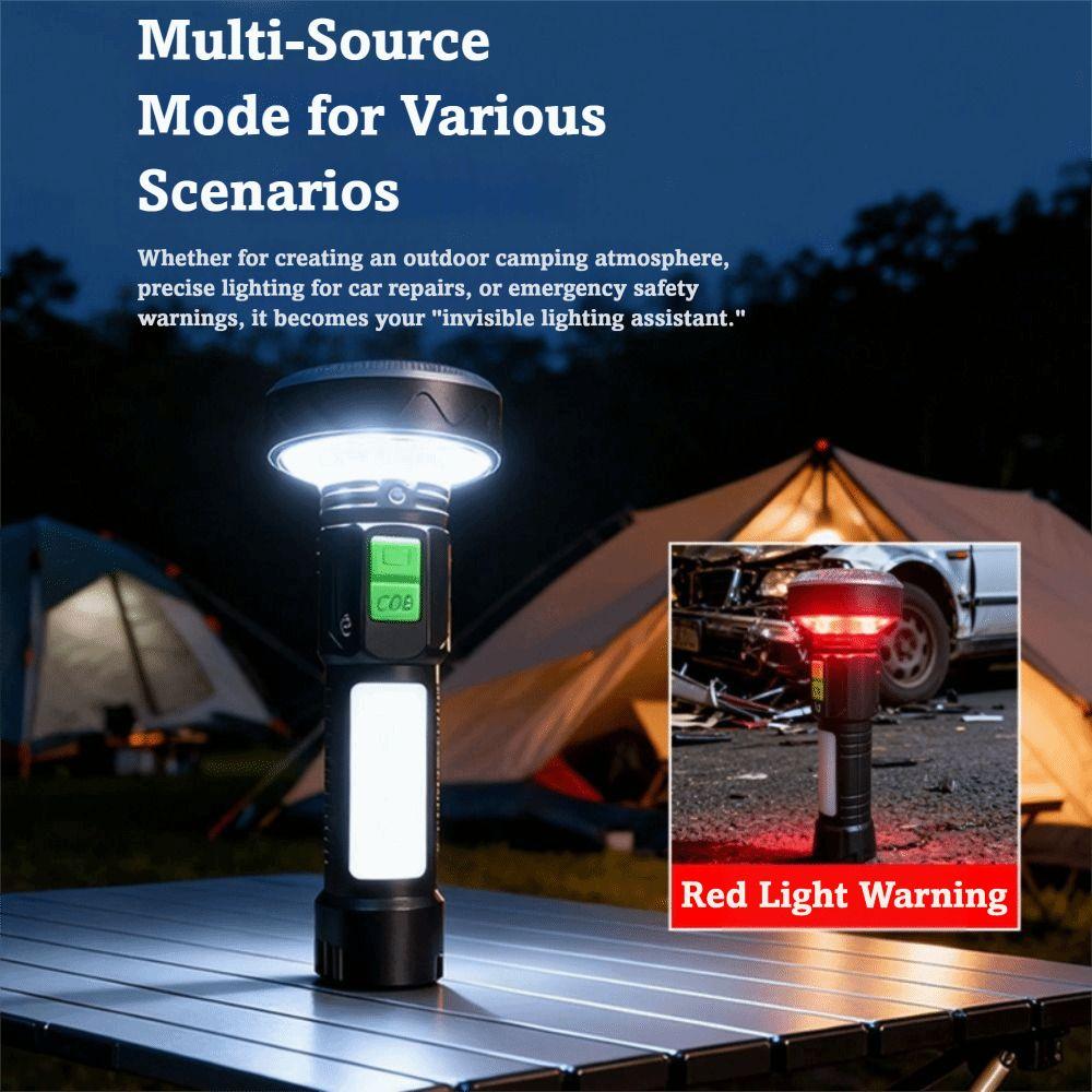USB Charging Powerful Main Light LED Flashlight Compact Design Portable LED Torch Durable Waterproof COB Side Light Emergency
