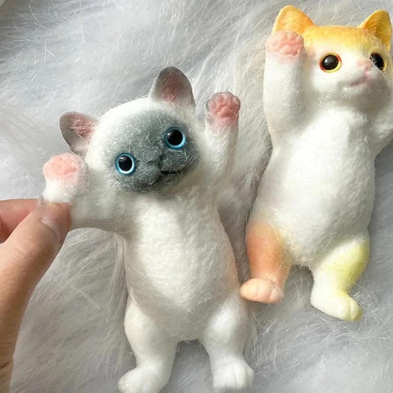 13CM Cute Taba Squishy Cat Fluffy Sticky Realistic Cat Stress Relieving Toy Simulation Cats Doll Squeeze Gift for Kids Adults 2026