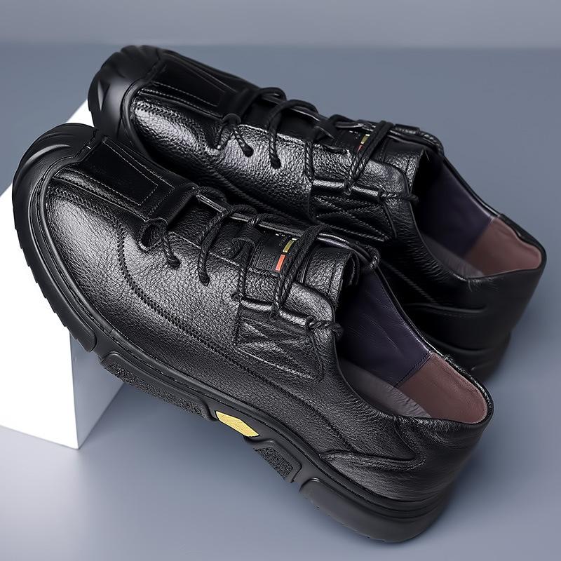 Spring men's shoes first layer cowhide bag head daily outdoor leisure leather shoes men's lace-up handmade hiking shoes versatile