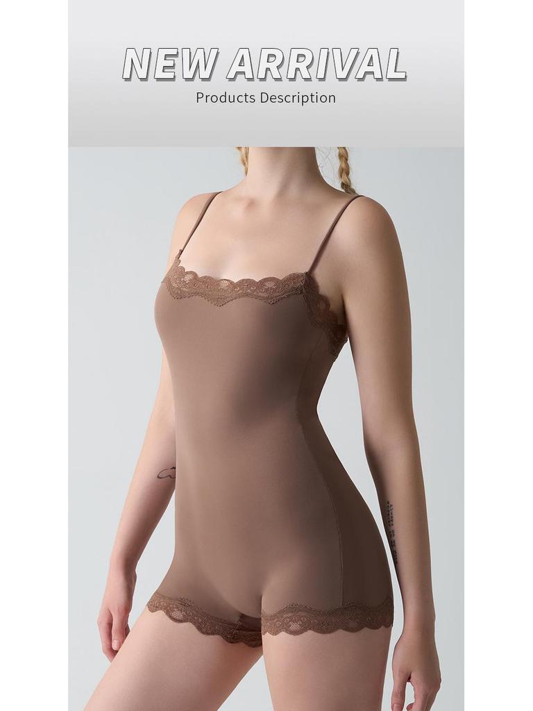 SKIMS Kardashian Lace Camisole Bodysuit: Skin-Friendly Nude Tummy Control Hip Lift Yoga Wear