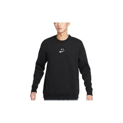 Nike Solid Color Logo Print Fleece-Lined Crew Neck Sweatshirt Men Tops Black FB8969-010