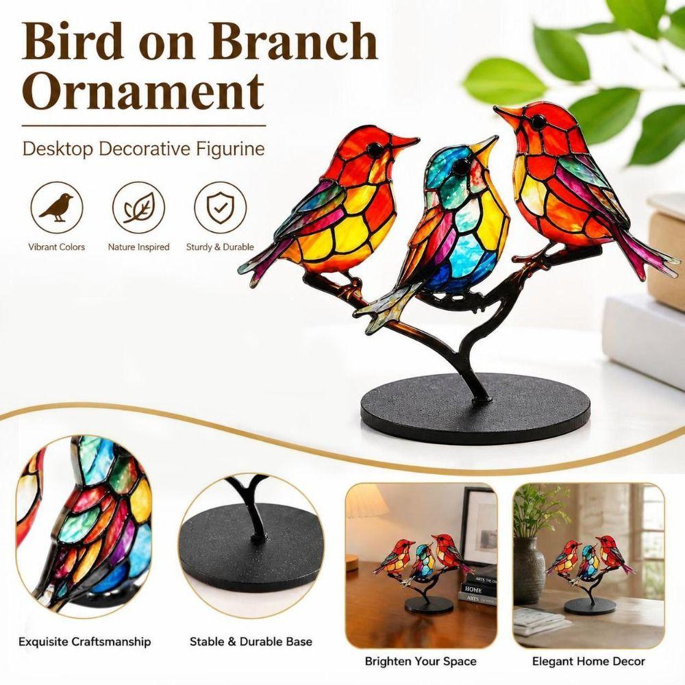 Double Sided Acrylic Bird Ornament 2D Decorative Bird Figurine Home Office Decor