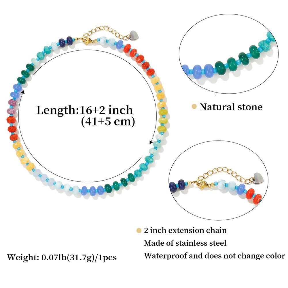 Bohemian Rainbow Natural Stone Beaded Necklace