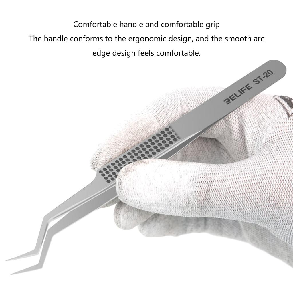 1PC Anti-static Tweezers RELIFE ST-20 Tweezers Stainless Steel Tweezers for Electronics Repair Soldering