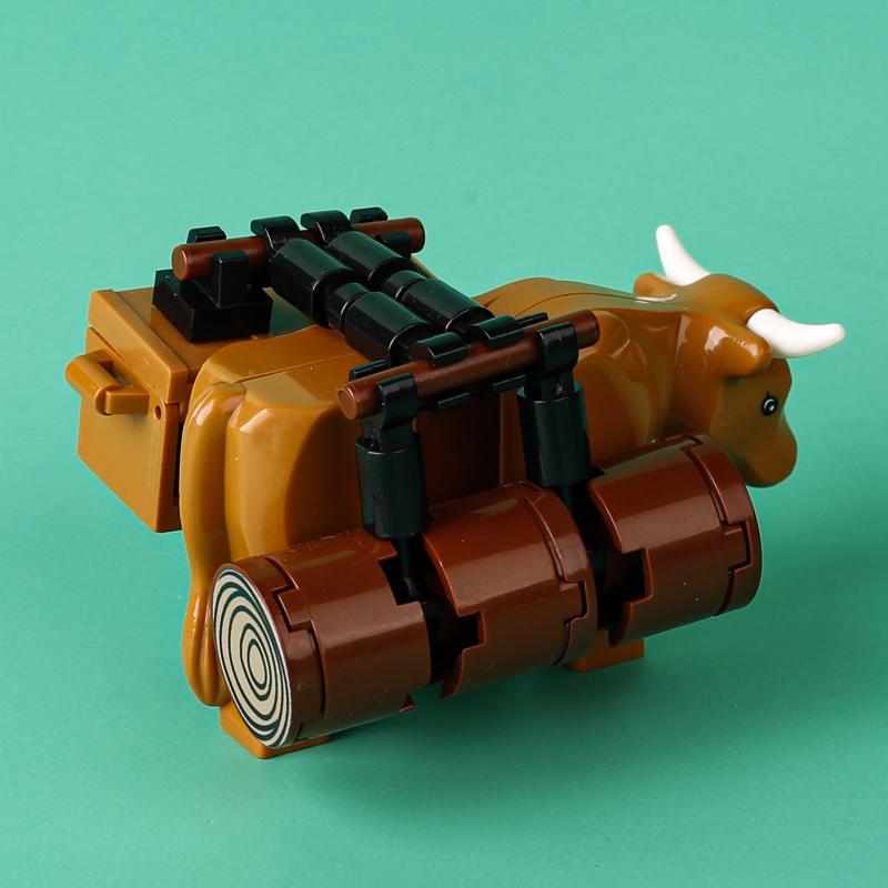 MOC Mittelalterlicher Wagen Bausteine Ritter Transport Viehwagen Reisende Beutel Pferd Kriegswagen Gefängnis Waffen Steine Spielzeug