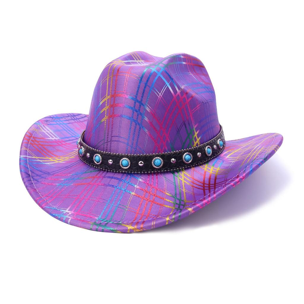 Colorful Western Denim Hat Fashion Party Fluorescent Autumn And Winter Big Brim Jazz Hat European And American Versatile Top Hat
