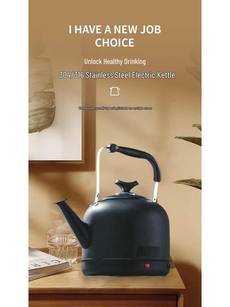 316 Stainless Steel Large Capacity Electric Kettle with Whistling and Heat Preservation, Suitable for Mother and Baby.