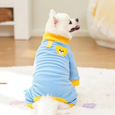 Bear Pattern Plush Dog Jumpsuit Colorful Winter Pet Overalls Cartoon Warm Dog Pajamas  Indoor